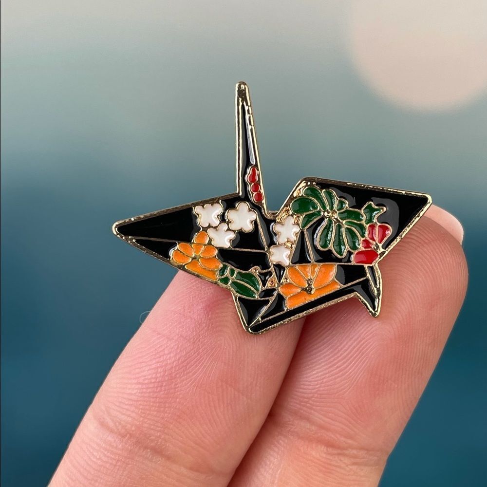 Floral Paper Plane Enamel Pin/ Brooch Lapel